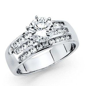 14KT White Gold CZ Engagement Ring